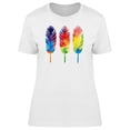 thumbnail image 1 of Three Gradient Colored Feathers T-Shirt Women -Image by Shutterstock, Female Small, 1 of 2