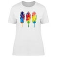 thumbnail image 1 of Three Gradient Colored Feathers T-Shirt Women -Image by Shutterstock, Female x-Large, 1 of 2