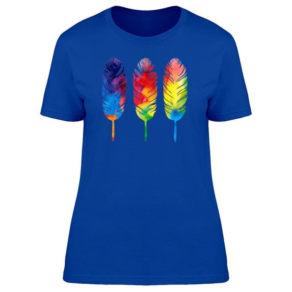 Three Gradient Colored Feathers Tee Women's -Image by Shutterstock