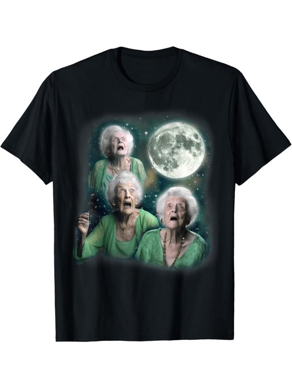 Three Granny Moon 3 Old Ladys Howling Weird Cursed Classic Design For Gift Giving T-Shirt, Size S-5XL