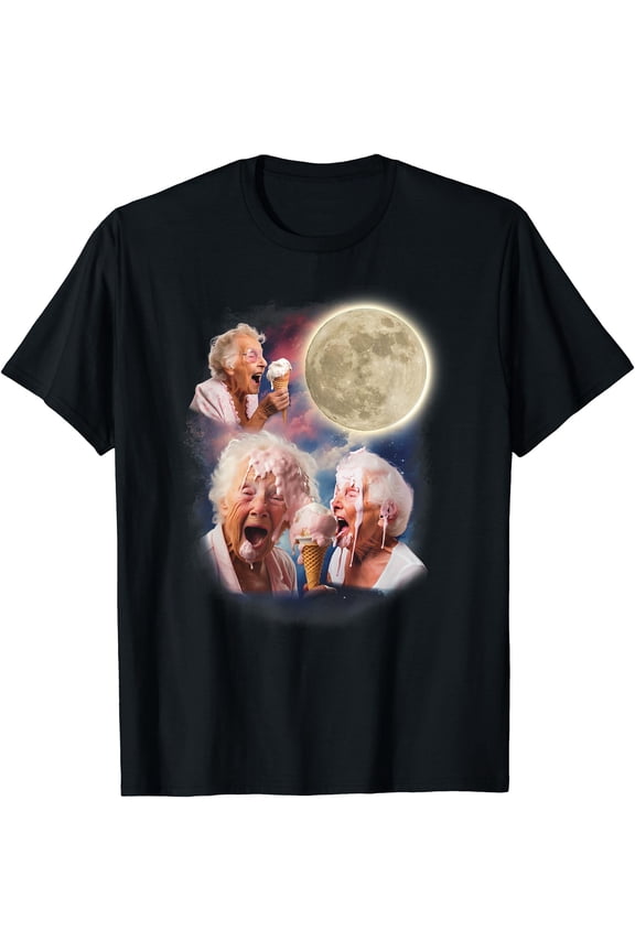 Three Granny Moon Funny Old Ladies Moon Weird Cursed Meme T-Shirt, Unisex T-Shirt