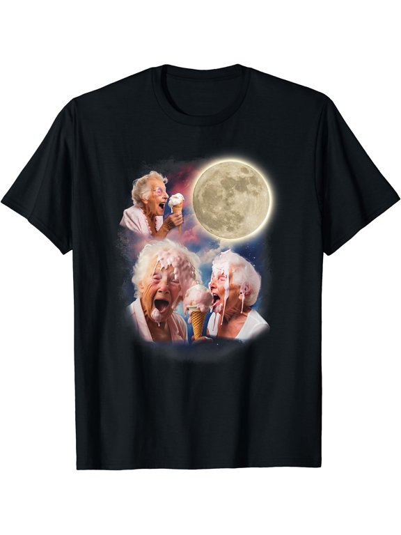 Three Granny Moon Old Ladies Weird Cursed T-Shirt