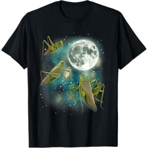 Three Grasshopper Moon | 3 Insect Meme Wildlife Geek Bug T-Shirt