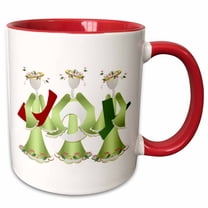 3drose, Three Green Angels with Joy, 11oz Two-tone Red Mug