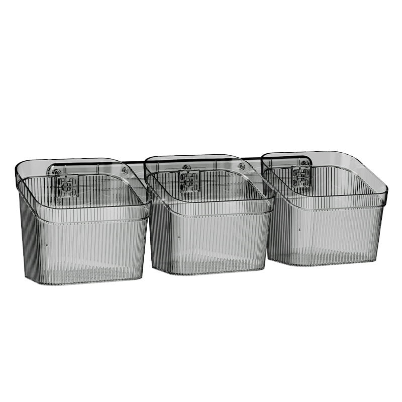 Three Grid Garlic Container 1Pcs, Wall-Mounted Gray Dustproof Ginger ...