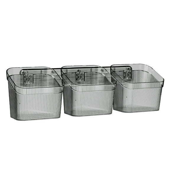 Three Grid Garlic Container 1Pcs, Wall-Mounted Gray Dustproof Ginger Green Onion Pepper Chilli Storage Box Jar, for Kitchen Restaurant, Storage Jars Canisters Kitchen