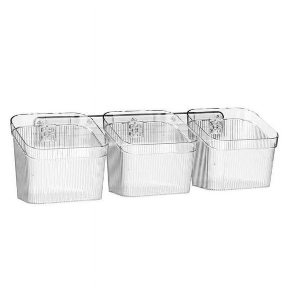 Three Grid Garlic Container 1Pcs, Wall-Mounted White Dustproof Ginger Green Onion Pepper Chilli Storage Box Jar, for Kitchen Restaurant, Storage Jars Canisters Kitchen