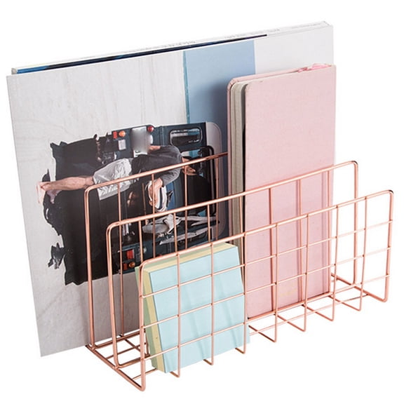 Three-Grid Iron Metal Letter Holder Bookcase - Multifunctional File Organizer and Sorter
