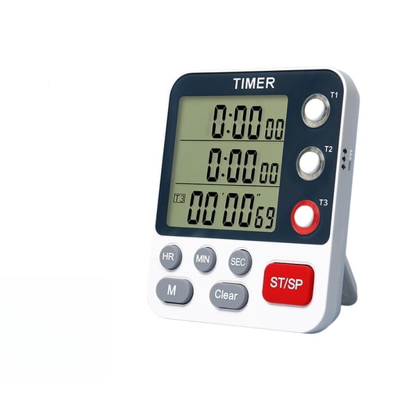 Three Group Countdown Timer With Adjustable Volume, 99-Hour Large Display Kitchen Baking Alarm For Students, Magnetic Back White(Update)