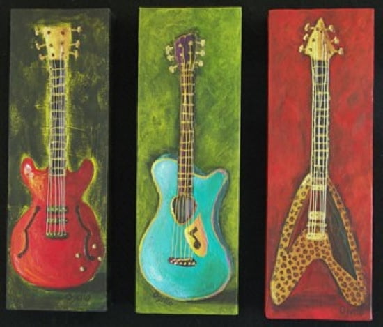 Three Guitars 2 Canvas Art - Debra Ozello (20 x 16)