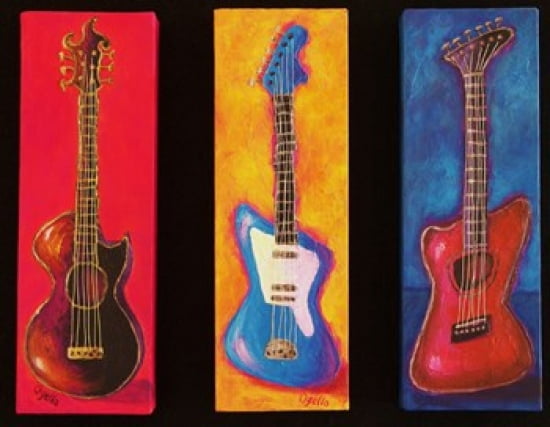 Three Guitars Canvas Art - Debra Ozello (20 x 16)