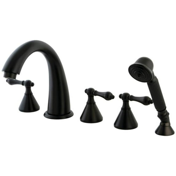 Three Handle Roman Tub Filler with Hand Shower