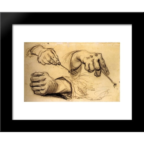 Three Hands, Two Holding Forks 20x24 Framed Art Print by Vincent van Gogh