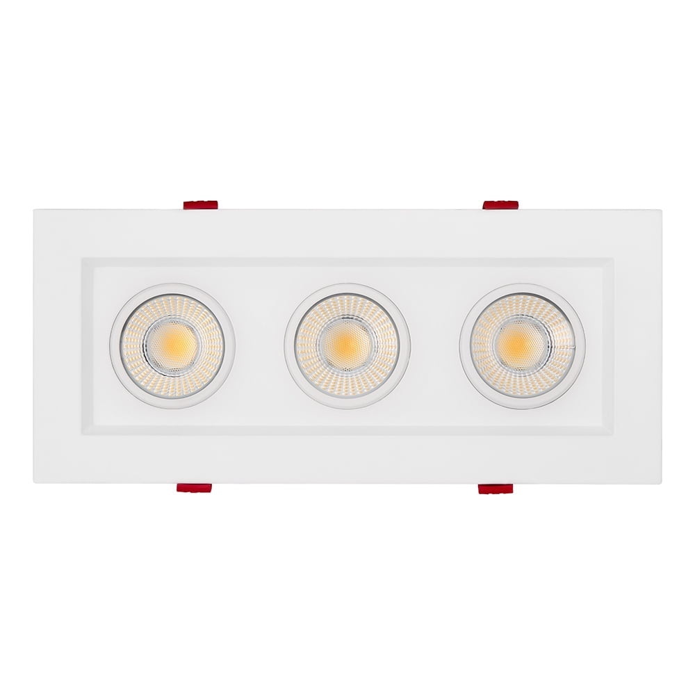 White Aluminum Square Recessed LED Downlight with Adjustable Heads