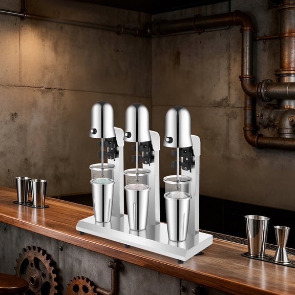 Three Head Milk Shake Mixer Machine, 180W 110V 60Hz Stainless Steel Cup Base for Beverage Shop Making Tasks