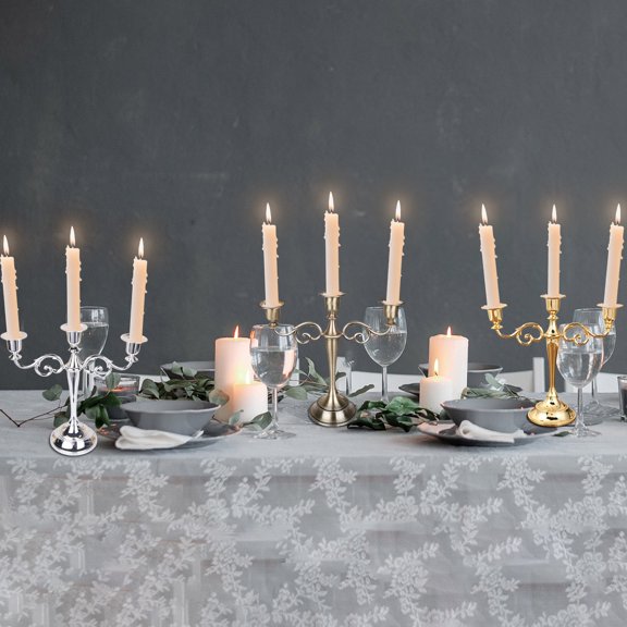 Three-Headed Candlestick European Three-Headed Metal Candlestick Vintage Ornament for Wedding Dinner Restaurant Hotel Home Decor(Bronze,1-Piece) Rkxzt