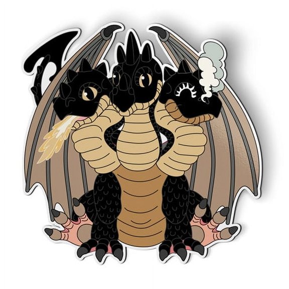 Three Headed Dragon Cute - 5" Magnet for Car Locker Refrigerator