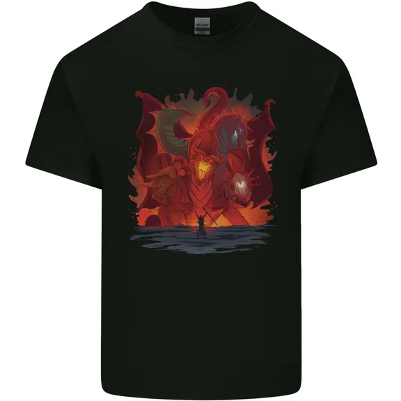 Three Headed Dragon Fantasy Mythical Graphic Light Cotton Tee Shirt,for unisex up to 5XL