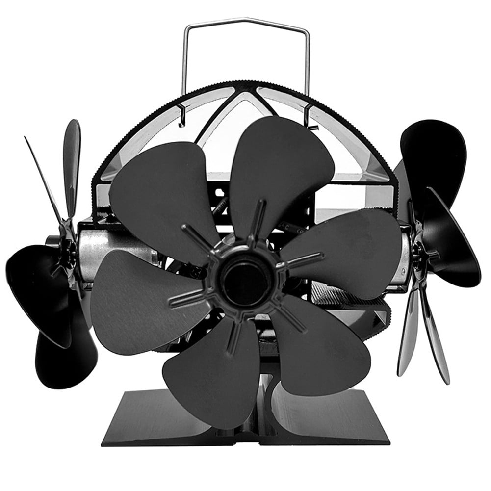 Three Headed Stove Fan Without Electricity Heat Powered Fireplace Fan Quiet
