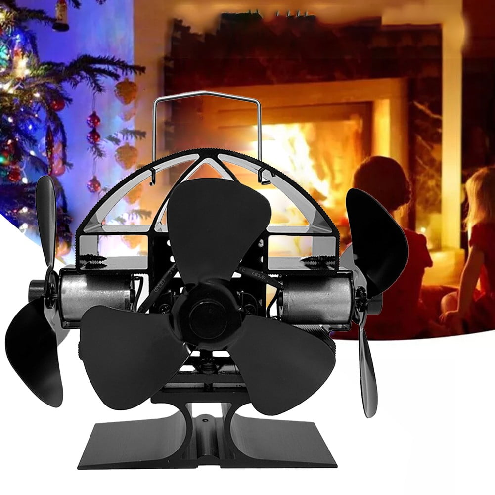 Three Headed Stove Fan Without Electricity Heat Powered Fireplace Fan Quiet