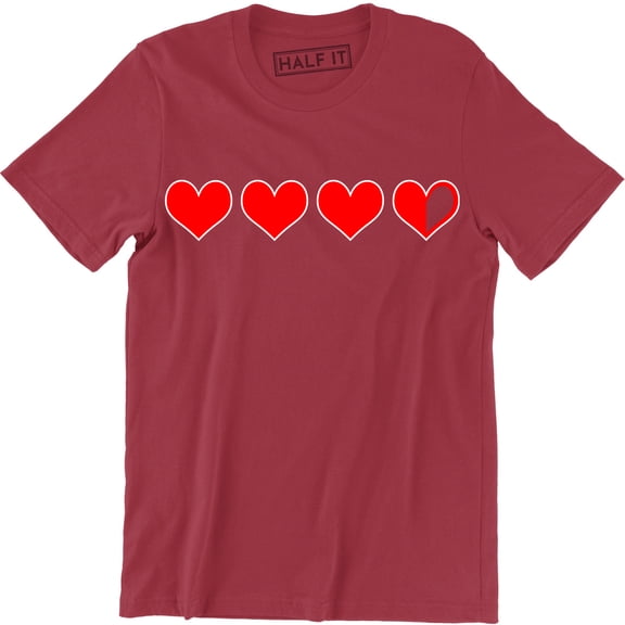 Three Heart And Half Left Valentines Day Geek Nerdy Game Gamer Gift Men T-Shirt