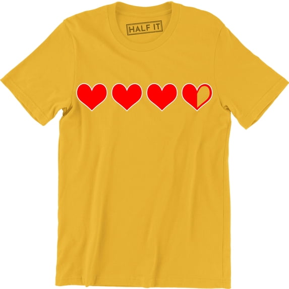 Three Heart And Half Left Valentines Day Geek Nerdy Game Gamer Gift Men T-Shirt