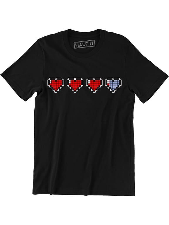 Three Heart And Half Left Valentines Day Geek Nerdy Game Gamer Gift Men T-shir T-Shirt