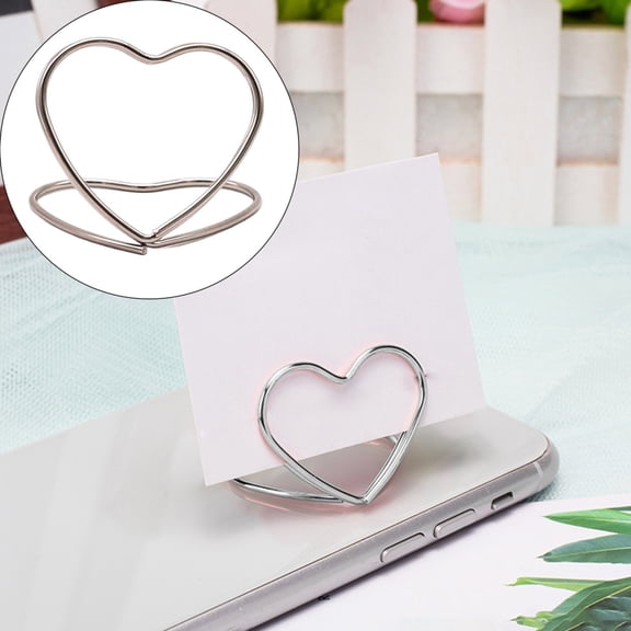Three Heart Dual-layer 3D Metal Business Card Holder Freestanding Desktop Message Organizer Cute Decor Stand For Office Document Arrangement And Home Tabletop Decoration