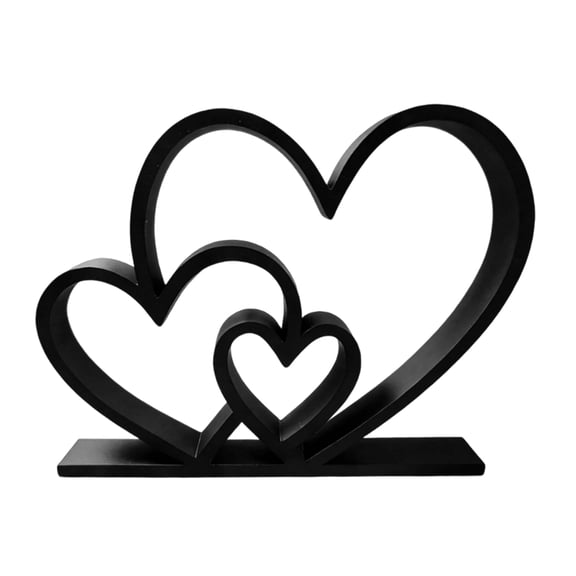Three Heart Sculptures 3D Printed Heart Figurines Statue Table Ornament Valentine Decorations Anniversary Couple Gift