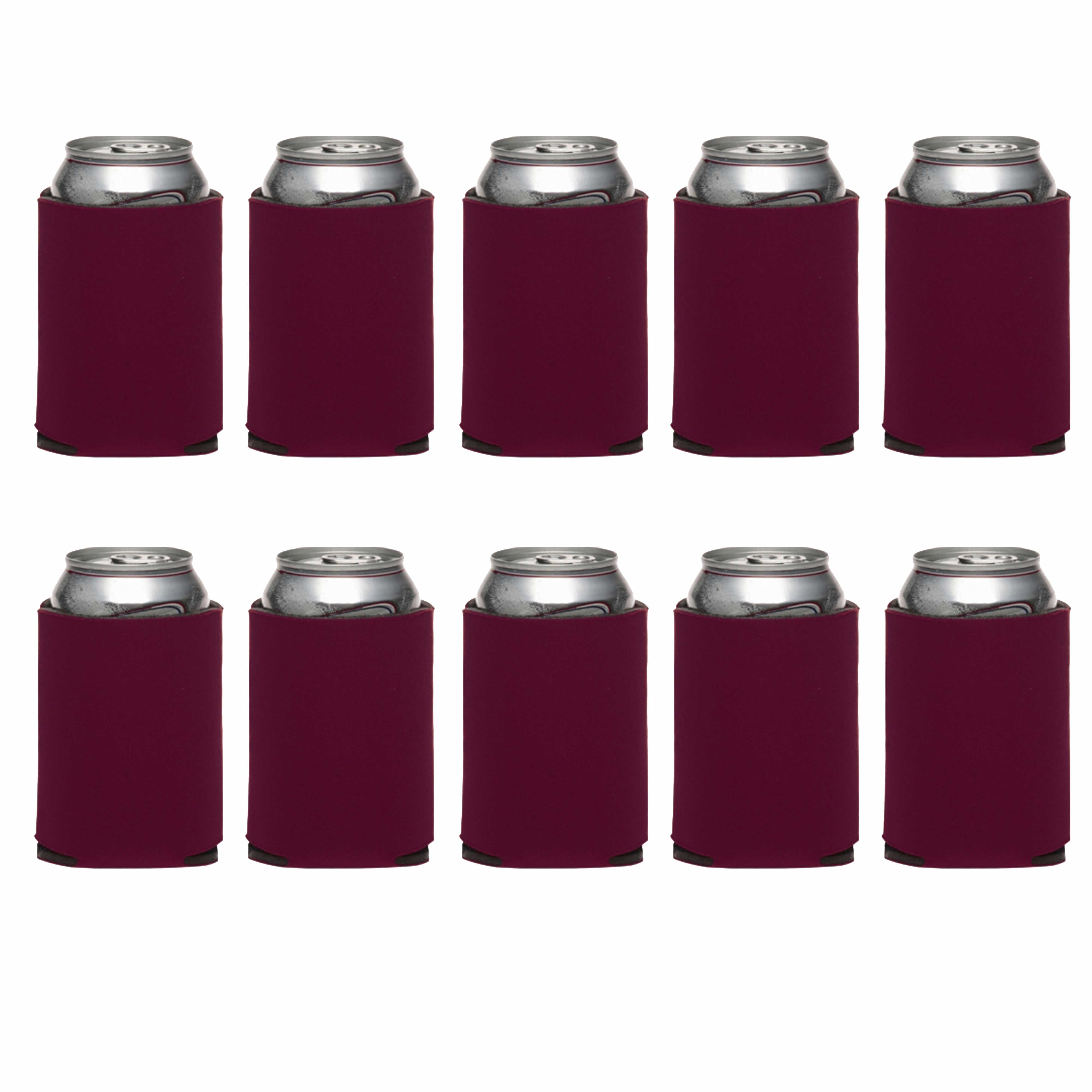 Three Hearts Collapsible Wedding Can Coolers Set of 10, Bulk Pack - Great for Beer, Soda, Other Beverages - Burgundy