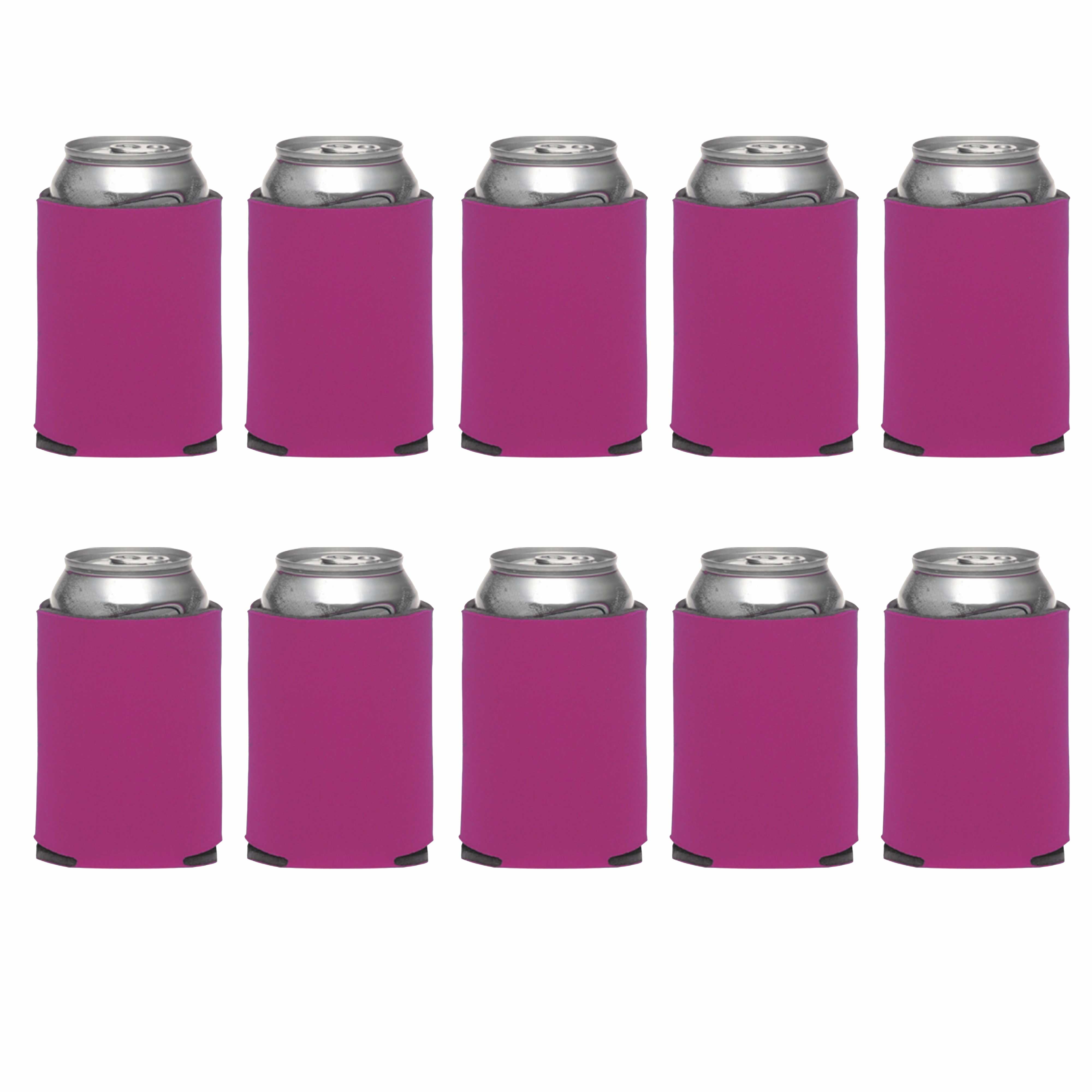 Three Hearts Collapsible Wedding Can Coolers Set of 10, Bulk Pack - Great for Beer, Soda, Other Beverages - Fuchsia
