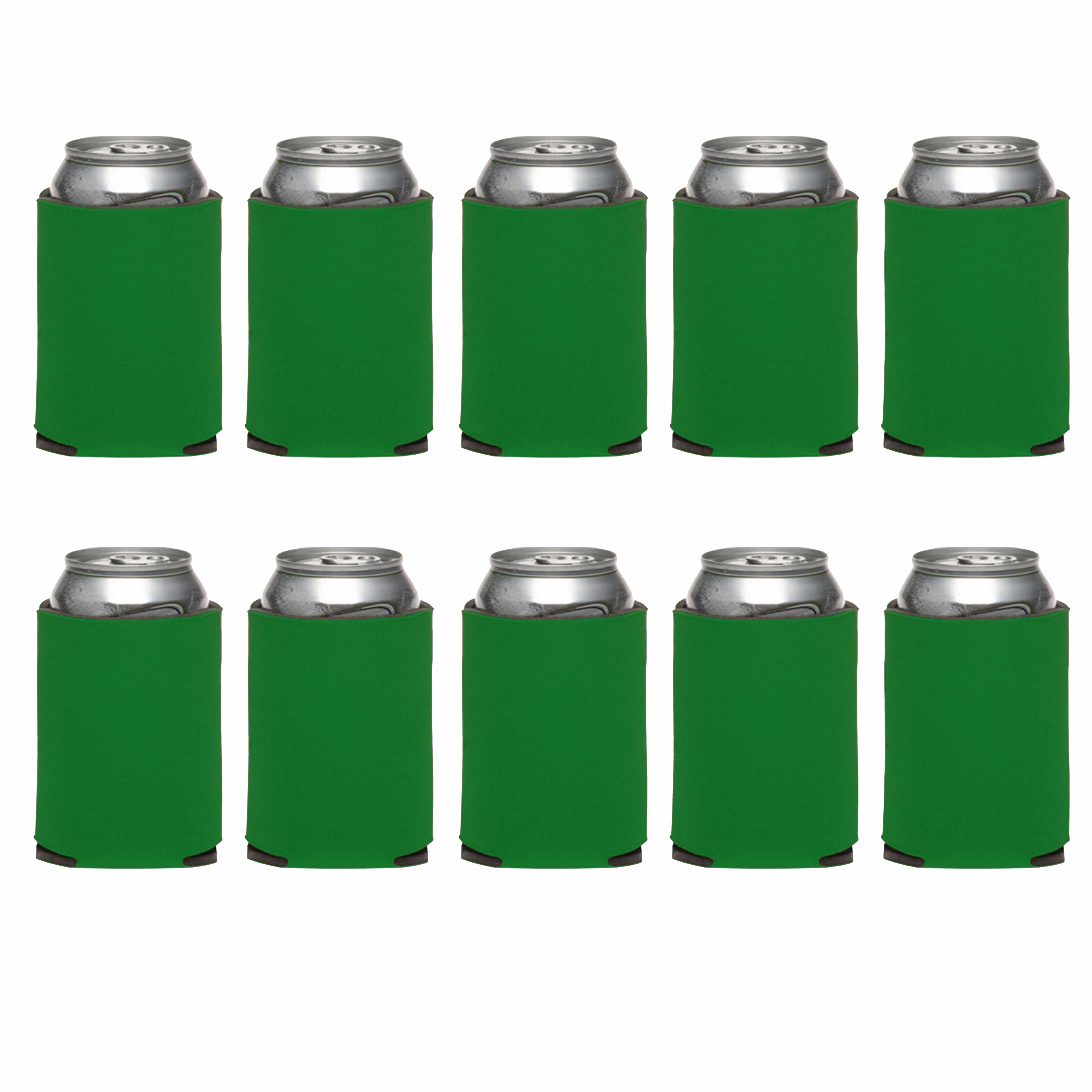 Three Hearts Collapsible Wedding Can Coolers Set of 10, Bulk Pack - Great for Beer, Soda, Other Beverages - Kelly Green