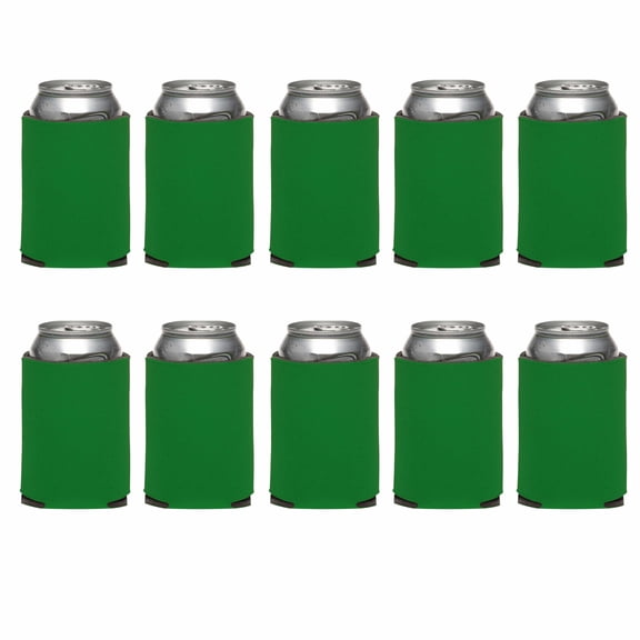 Three Hearts Collapsible Wedding Can Coolers Set of 10, Bulk Pack - Great for Beer, Soda, Other Beverages - Kelly Green