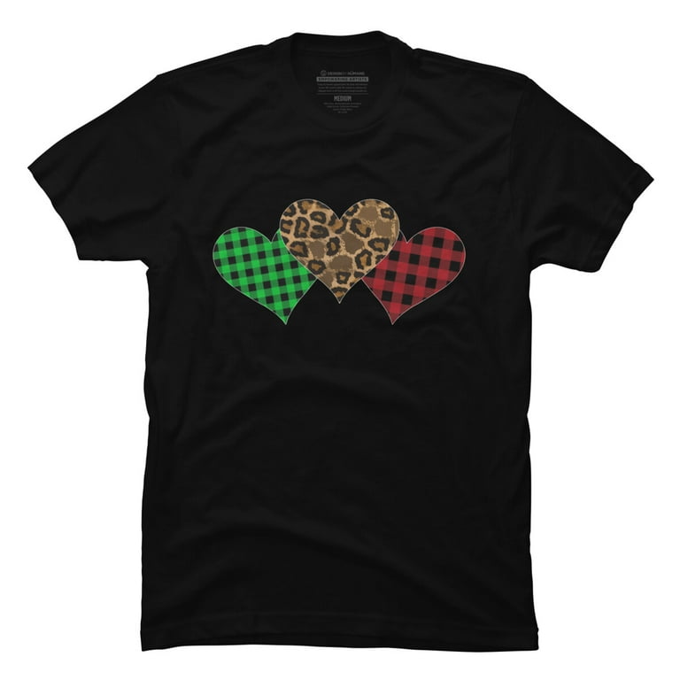 Valentine Three Hearts Leopard Buffalo Plaid Valentine's Day T-Shirt Valentine Three Hearts Leopard Buffalo Plaid Valentine's Day T-Shirt