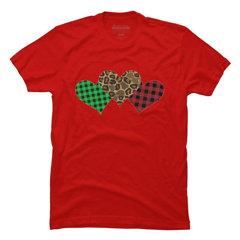 Valentine Three Hearts Leopard Buffalo Plaid Valentine's Day T-Shirt Valentine Three Hearts Leopard Buffalo Plaid Valentine's Day T-Shirt