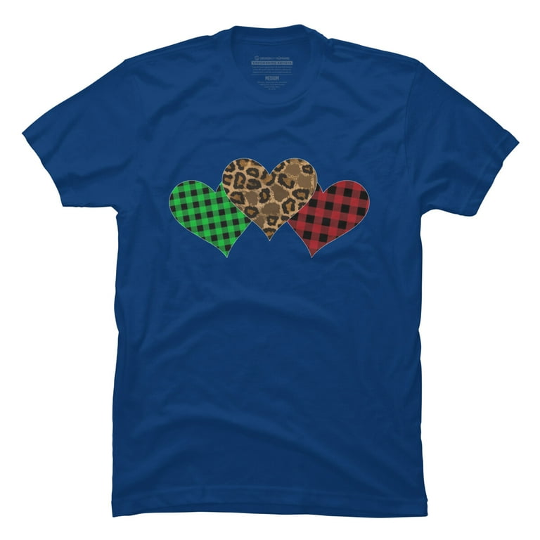 Valentine Three Hearts Leopard Buffalo Plaid Valentine's Day T-Shirt Valentine Three Hearts Leopard Buffalo Plaid Valentine's Day T-Shirt