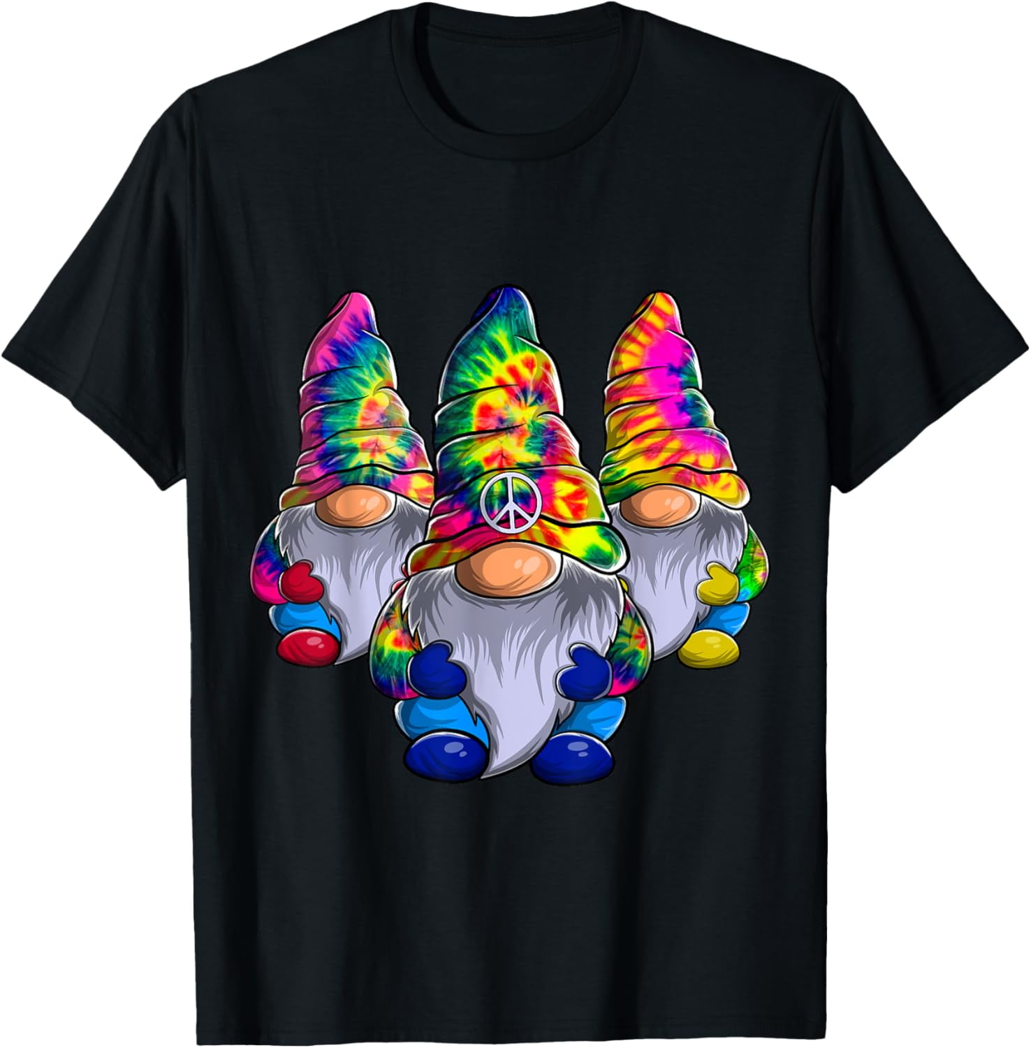 Gnome Happy Peace Rock Hippie T-shirt Voor Mannen - Grappig, Handgemaakt Geborduurd Design