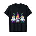 thumbnail image 1 of Three Hippie Gnomes Tie Dye Retro Vintage Hat Peace Gnome Black T-Shirt, 1 of 5