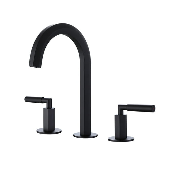Three Hole Bathroom Sink Faucet, Two Handle Brass Deck Mounted Widespread Faucet