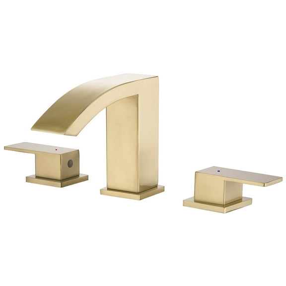 Three Hole Bathroom Sink Faucet, Two Handle Deck Mounted Brass Widespread Faucet
