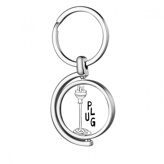 Three Hole Plug Line Hand-drawing Rotating Keychain Metal Keyring Holder