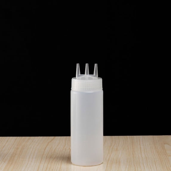 Three-Hole Squeeze Condiment Bottle, 7.09"×2.28", Soft Plastic Dispenser for Oil, Vinegar & Sauces, Precision Flow Control Kitchen Bottle,1PC,Clearance Sale (White)