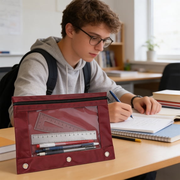 Three-Hole Transparent Document Folder with Oxford Cloth Construction ...