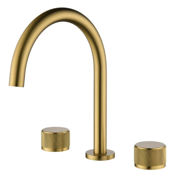 Three Holes Widespread Bathroom Sink Faucet, Two Knob Handles Deck Mounted Basin Faucet