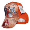 thumbnail image 1 of Three Horse Head Neon Orange Printed Baseball Cap Hat, 1 of 5