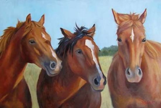 Three Horses Canvas Art - Cheri Wollenberg (12 x 18)