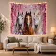 thumbnail image 1 of Three Horses in Pink Cherry Blossoms, Dreamy Japanese Inspired for Horse Lovers, Wildlife Art Wall Decor, Housewarming Gift, Tapestry Wall Hanging for Bedroom and Living Room, 1 of 7