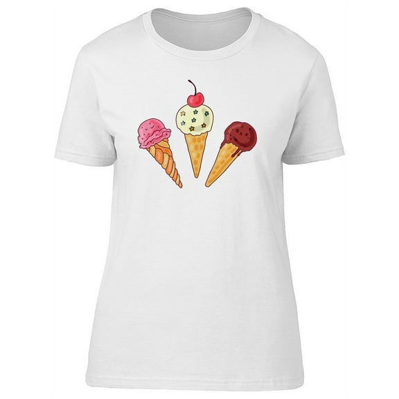 Three Ice Cream Cones T-Shirt Women -Image by Shutterstock, Female XX-Large