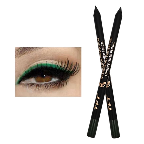 Three-In-One Eyeliner Sleeping Silkworm Eyeshadow Pencil Lip Pencil 4# Dark Green - 3In1 Eyeliner Pen Lying Silkworm Eye Shadow Pen Lip Liner Gel Eyeliner Shimmer Long Lasting Wate Makeup Organizers