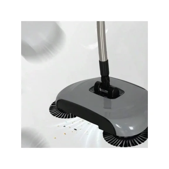 Three-In-One Rotary Hand-Pushed Sweeper With Dustpan And Mop-No Electricity, Adjustable Handle, Suitable For Hard Floors, Ideal For Cleaning Bedrooms, Bathrooms, Kitchens And Living Rooms, Sweeping